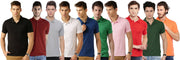 Men's Multicoloured Cotton Blend Solid Polos T-Shirt (Pack Of 10)
