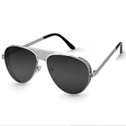 Trendy Metal Branded Aviator Shape Stylish Sunglasses For Men & Woman (Silver-Black)