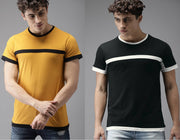 Stylish Cotton Solid Round Neck T-Shirt For Men (Pack Of 2)