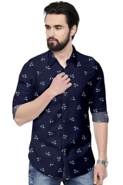 Supreme Blue Printed Cotton Casual Shirt For Men