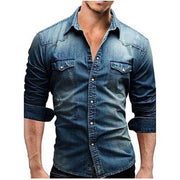 Stunning Blue Denim Self Pattern Casual Shirts For Men